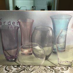 Six Tinted Bud Vases