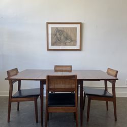 Mid Century Walnut Table & 4 Chairs 