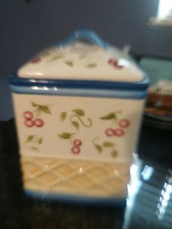 Inspirado Hand painted Stonelite Clsy Canister Cookie Jar