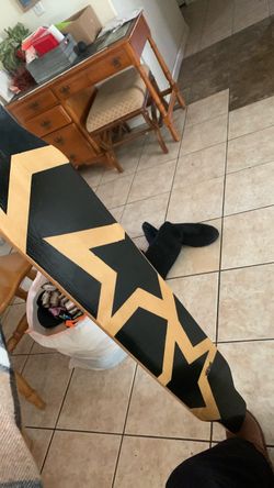 Black and Gold Chevron Painted Wooden Board