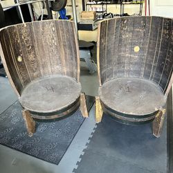 2 Unique Whiskey Barrel Chairs