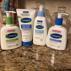 Set of 4 cetaphil•lotion•daily scrub•foam wash•daily face cleanser•8&6oz•all for $20