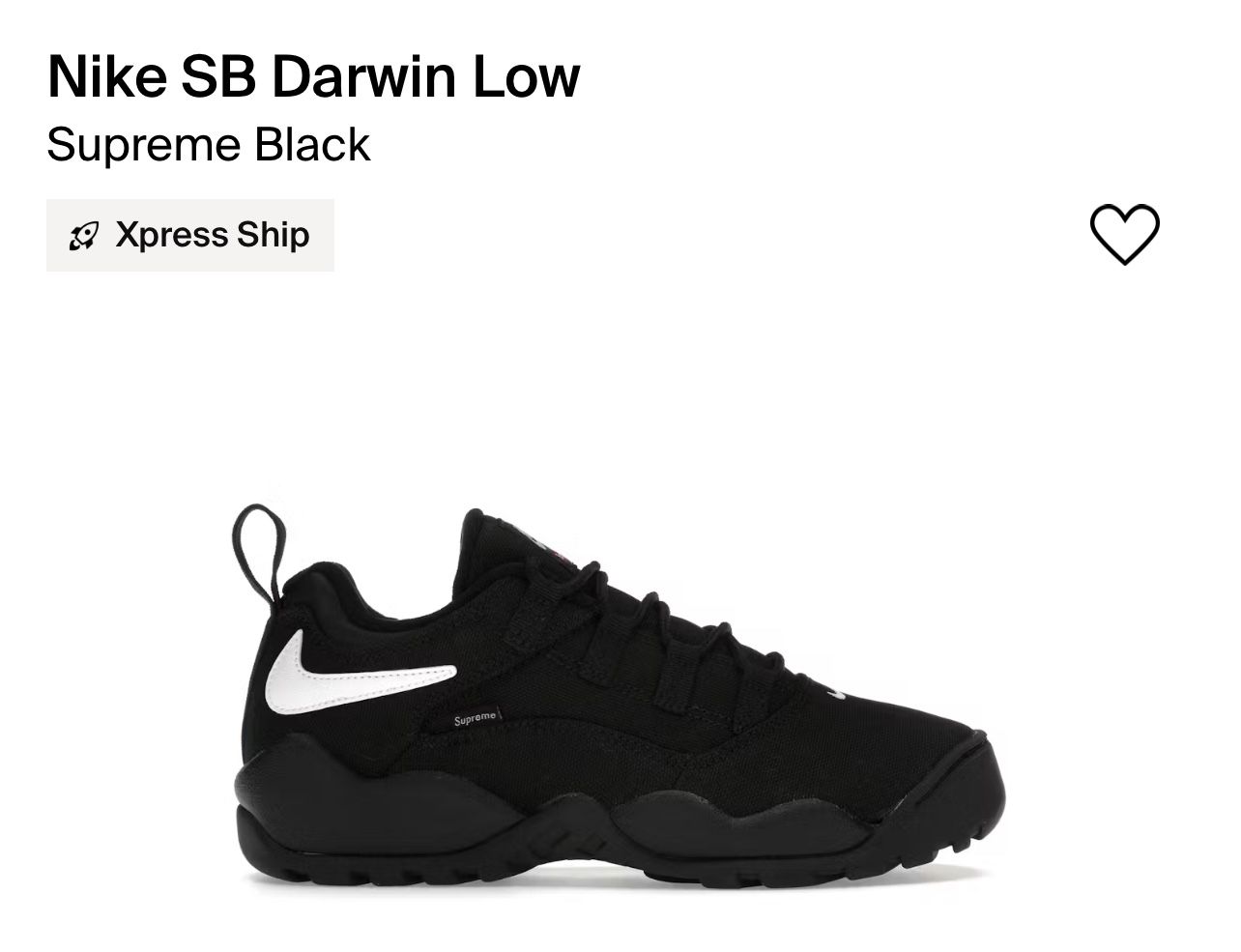 Supreme Nike SB Darwin Low Black MANY SIZES