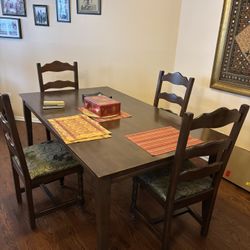 Wooden Dining Table + 4 Chairs