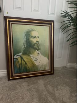 Large Head of Christ framed canvas