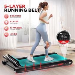 Under Desk Treadmill with APP, 400W Low Noise, Walking Vibration Pad with Remote Control, Portable