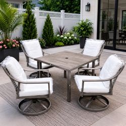 5PC Outdoor Patio Dining Table And Swivel  Chairs Set 
