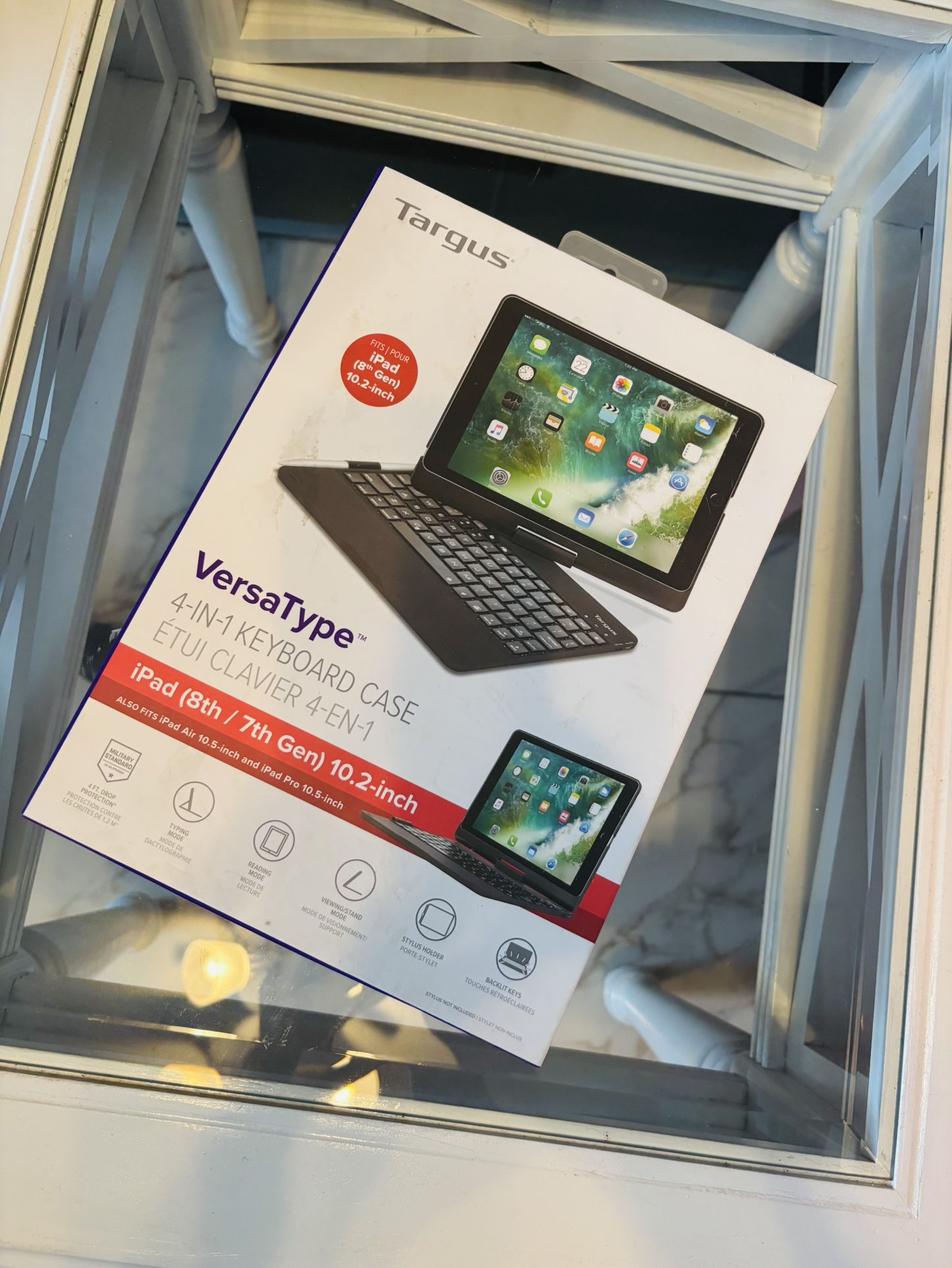 Targus VersaType Case for iPad (8th / 7th Gen) 10.2-Inch, Rotating Keyboard Case with Backlit Keys, Black