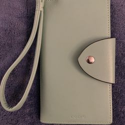 Lodis SeaFoam Green Leather Wristlet Wallet