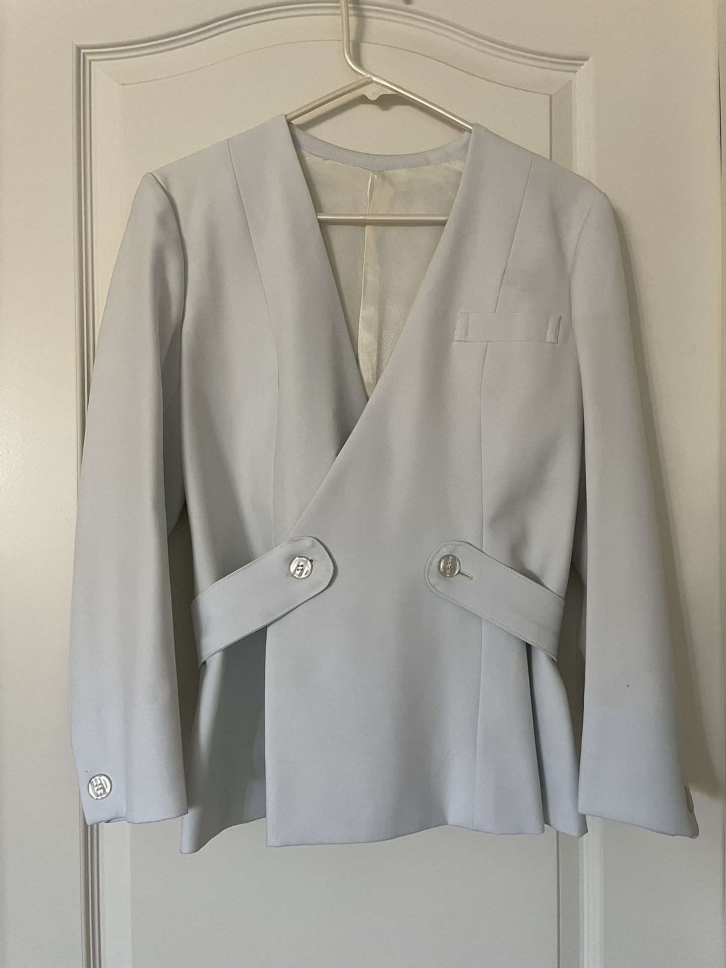 White Double-Breasted Women Blazer