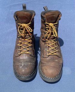 Red Wing 414EH Brown Leather Waterproof Work Boots USA Men's Size 9D No Steeltoe