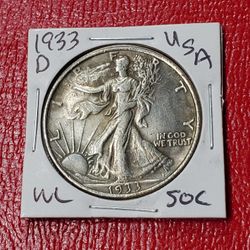 1933-D  Walking Liberty 50C Antique Restrike Coin