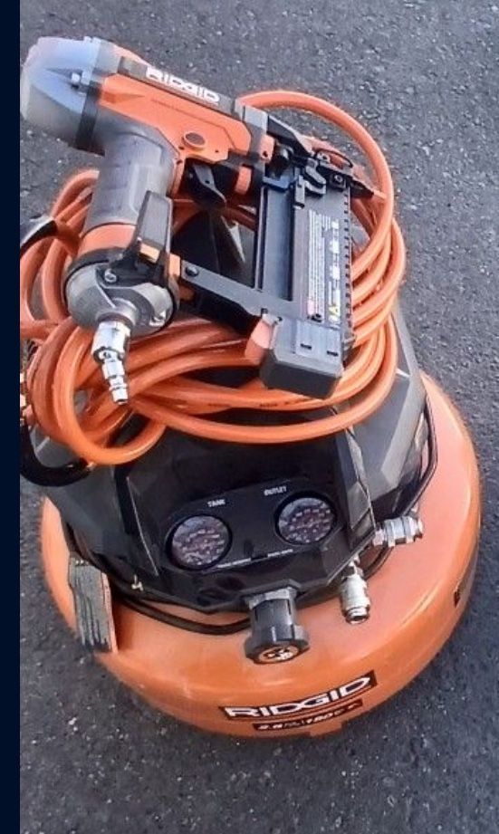 RIDGID COMPRESSOR AND NAIL GUN