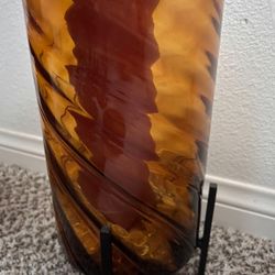 12” Glass Vase With Candle And Holder