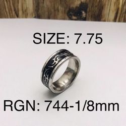 Stainless Steel Ring Band For Men & Women: Size-7.75/RGN-744-1