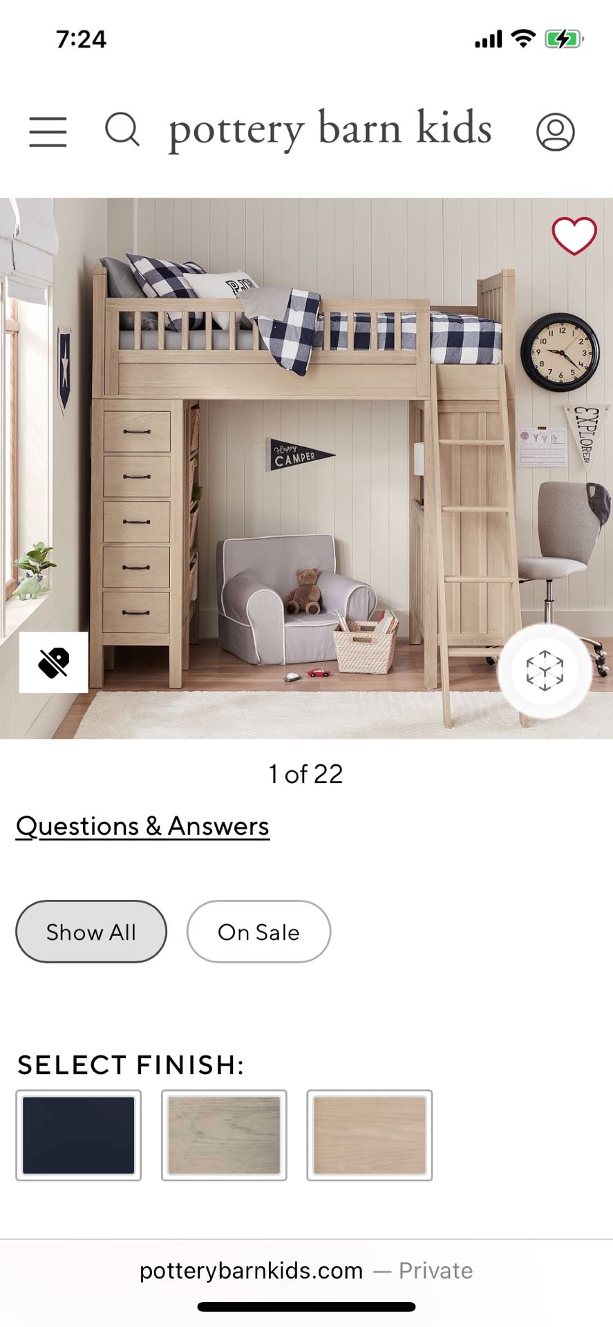 Pottery Barn Twin Loft Bed, 2 Dressers, Chair