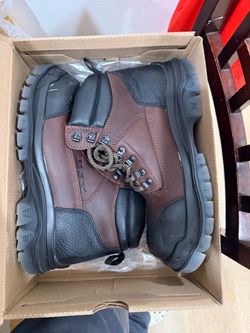 Brown Leather Lace-Up Work Boots