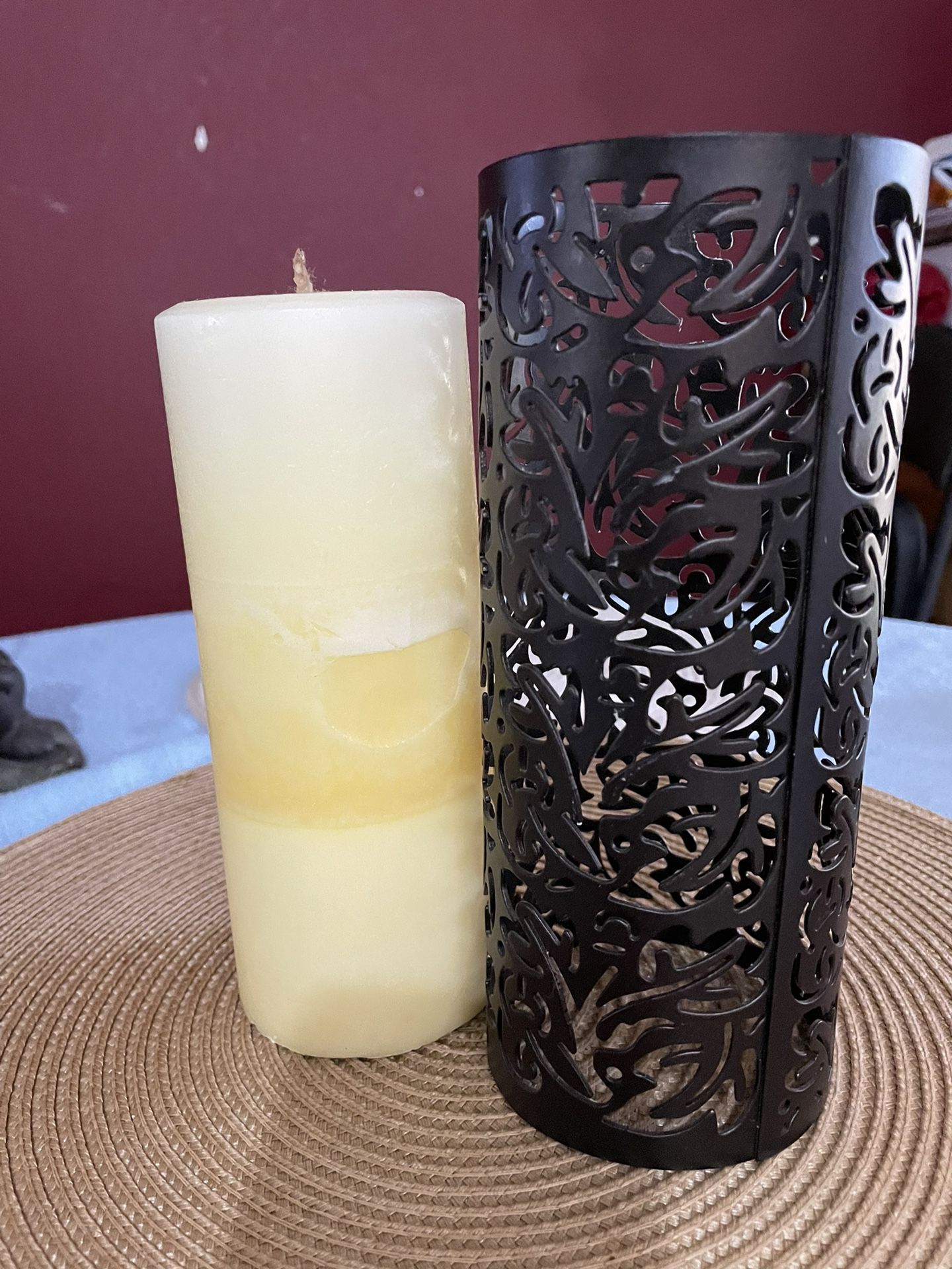 PartyLite Pillar Candle Holder & Candle