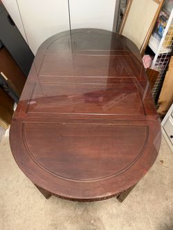 ood Finish Extending Dining Table Set with 6 Chairs & Glass Top