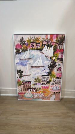 Colorful Coastal Town Canvas Wall Art