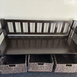 Foyer Bench with wicker storage drawers 