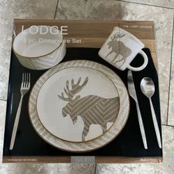 New Lodge 16-piece Dinnerware Plate Set