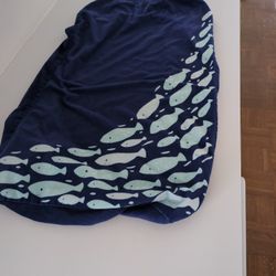 Velvety Soft Navy Blue Changing Pad Cover With Fun Fish