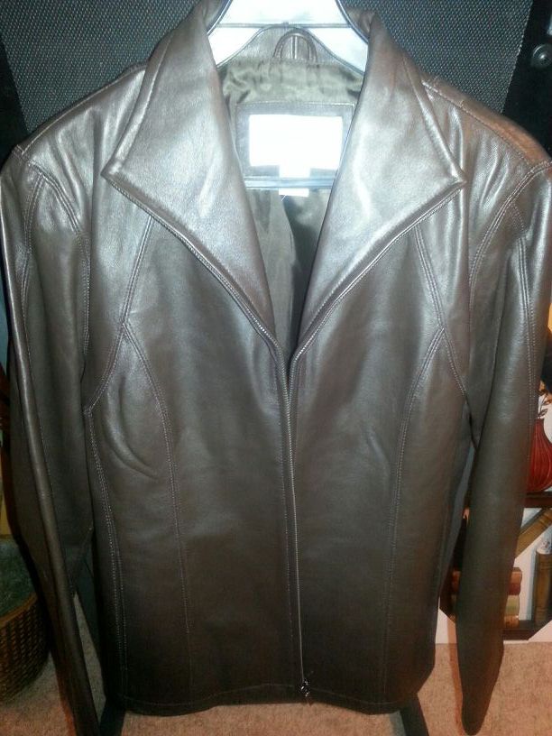 Nine West brown leather jacket, size M, excellent condition, $20