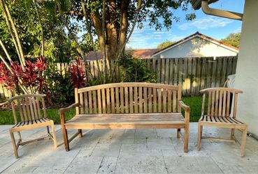 Solid Teak Bench and 2 Chairs!