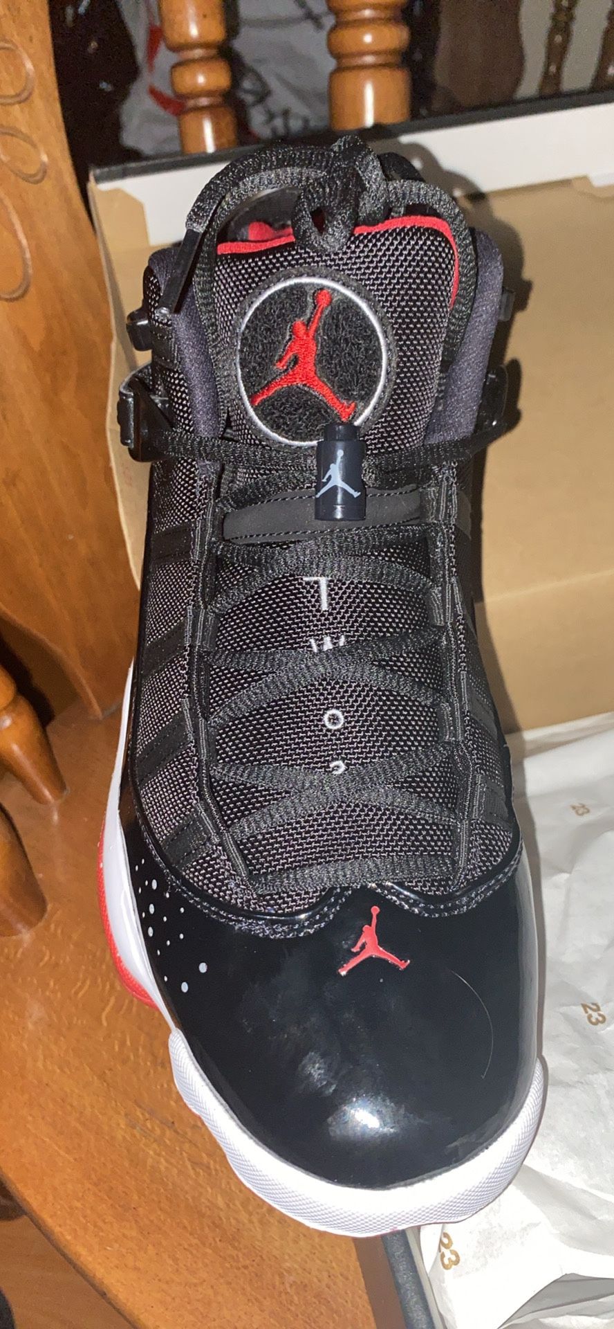 Jordan 6 Rings Black/white/red