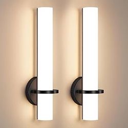 Black Monolith Tube Sconces | Set of 2 Vertical Glow Glass Wall Lights