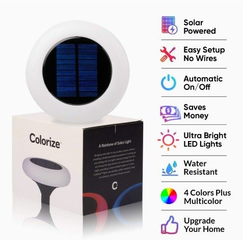 Colorful Pathway Solar Light (6 Lights) Decorative Weatherproof Auto On/Off Outdoor Lights: Garden, Landscape, Patio, Pool, Yard

