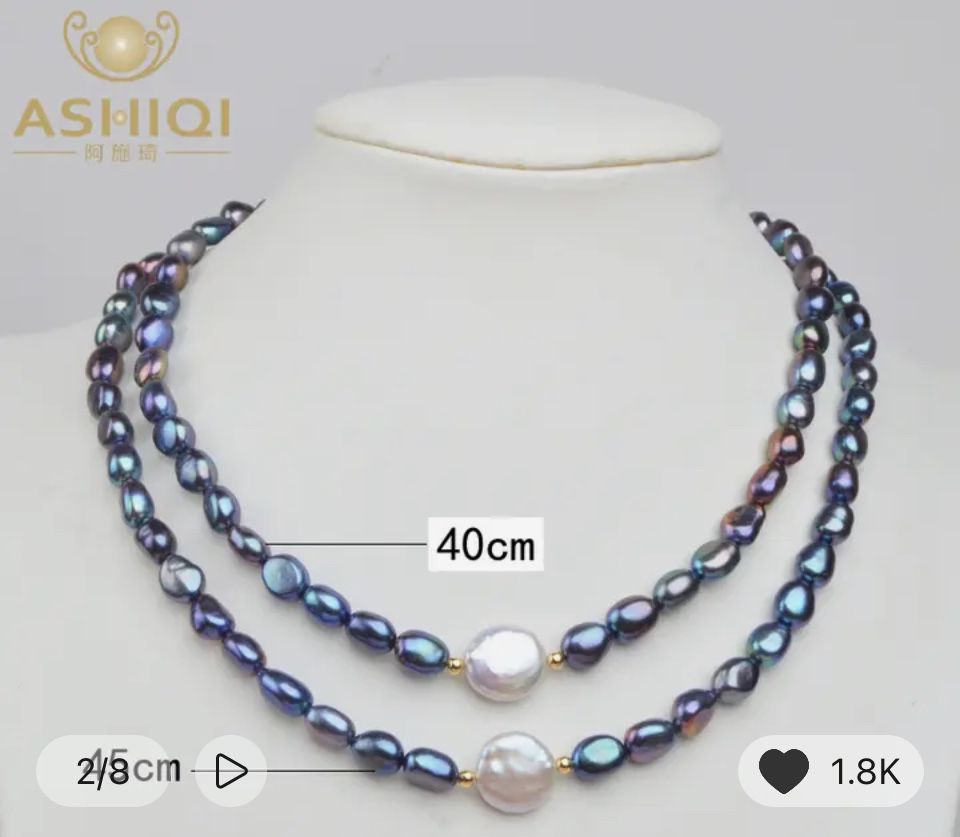 Black Natural Freshwater, Baroque Pearl Choker Necklace.