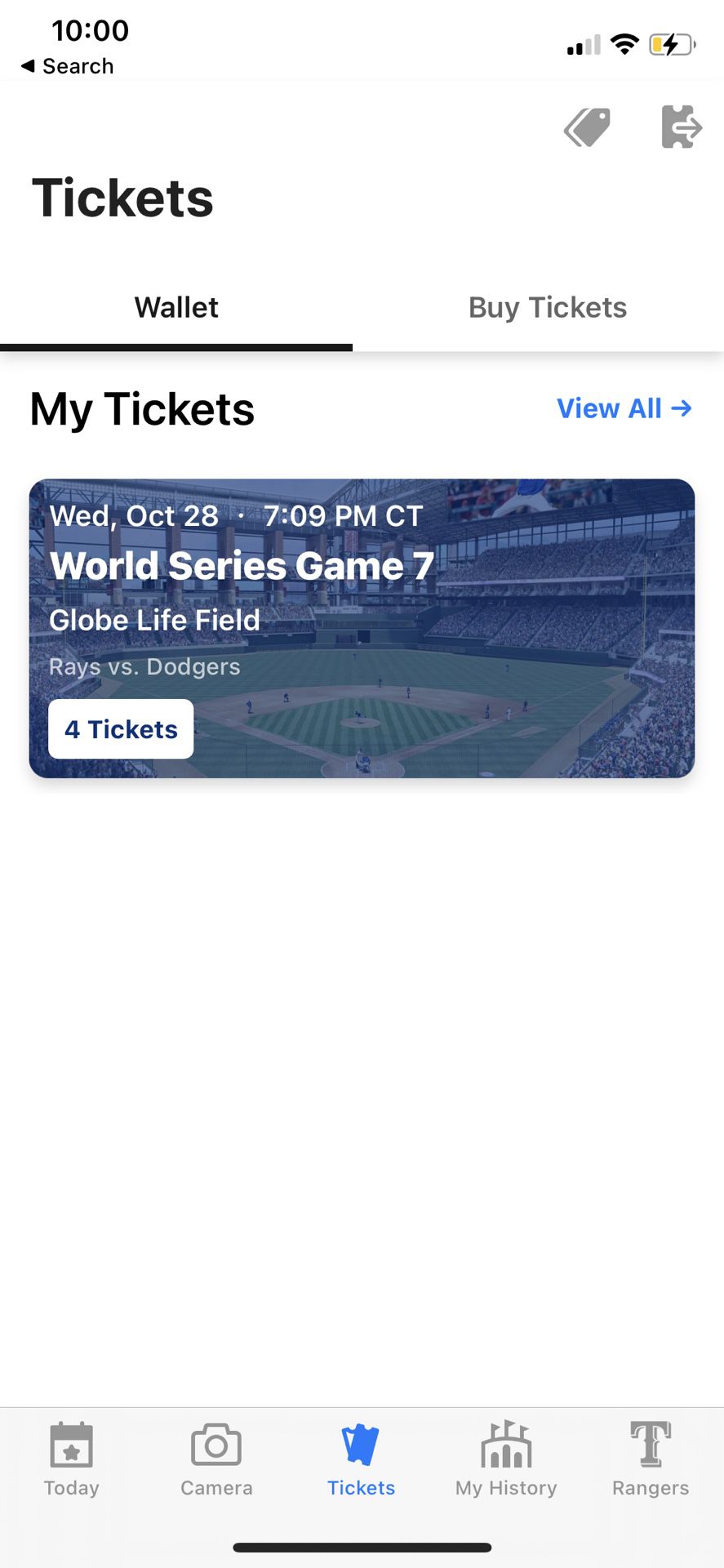 Four (4) World Series tickets game 7
