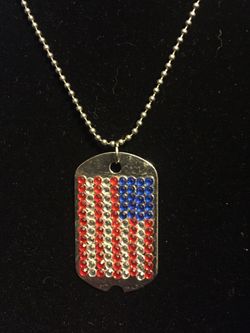 Patriotic American Flag, Military style Dog Tag