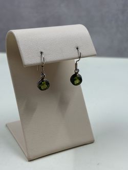 Sami Fine Jewelry Peridot Bezel Drop Dangle Earrings Sterling Silver