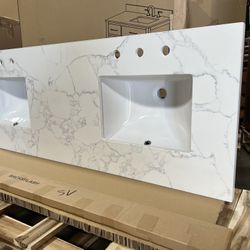 60 x 22 Quartz Countertop for Double Sink Bathroom Vanity