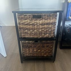 Storage Drawers / File Cabinet Black And Brown 2 Drawer 