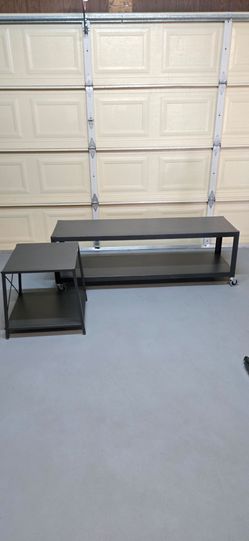 Two Tier Metal Rolling Console Table Set of 2.