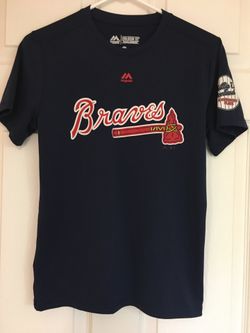 Atlanta Braves Navy Performance Tee by Majestic Navy Blue YL  Boys