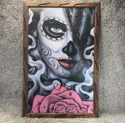 Mexican Día de los Muertos Day of the Dead Catrina Painting WithFrame 35InX23in