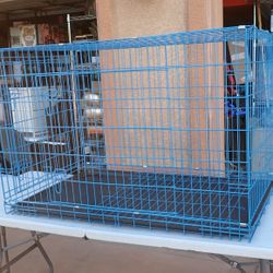 Large Blue 48 Inches Dog Crate Foldable Dog Kennel 