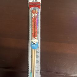 Sanrio Hello Kitty Red Bows Wooden Chopsticks 8.25” / 21cm