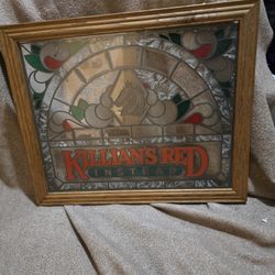 Killians red beer sign simulated stained glass sun catcher wall window display