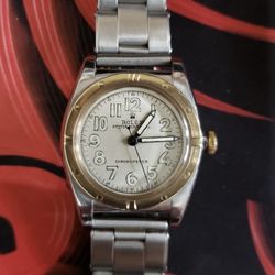 Vintage 1940s Rolex Oyster Perpetual “Bubbleback” Wristwatch – Gold Bezel, Family Owned