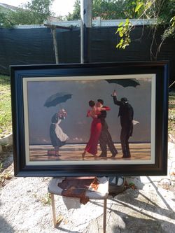 44W X 33H" THE SINGING BUTLER BY JACK VETTRIANO WOOD FRAMED ART ARTWORK