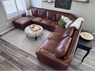 Genuine Brown Leather Sofa