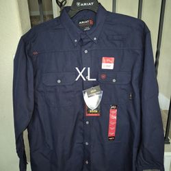 ARIAT FRC GLEN GUARD FEATHER LIGHT WEIGHT NAVY BLUE BUTTON UP SHIRT 