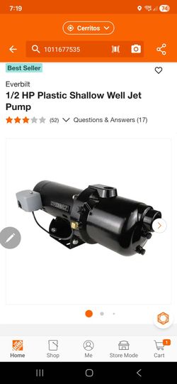 1/2 HP Plastic Shallow Well Jet Pump