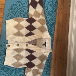 Forever 21 Argyle Cardigan Sweater Small
